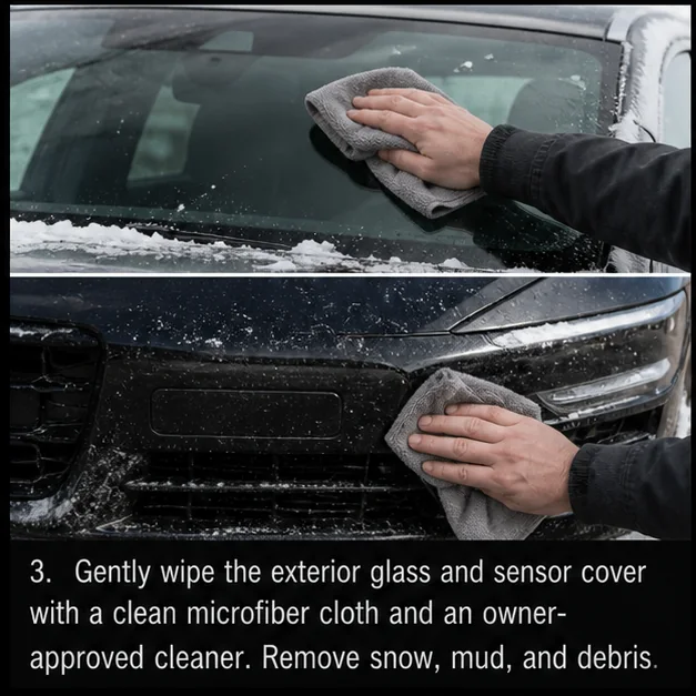 Clean gently. Vue représentative · le véhicule exact peut différer.