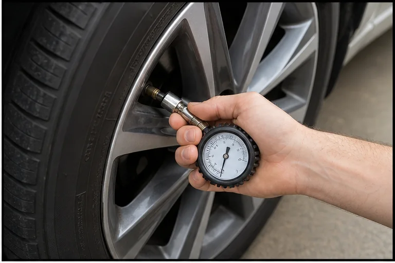 Measure cold pressure. Representative view · exact vehicle may differ.