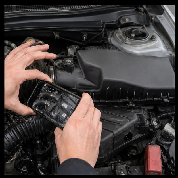 Document the air box. Representative view · exact vehicle may differ.