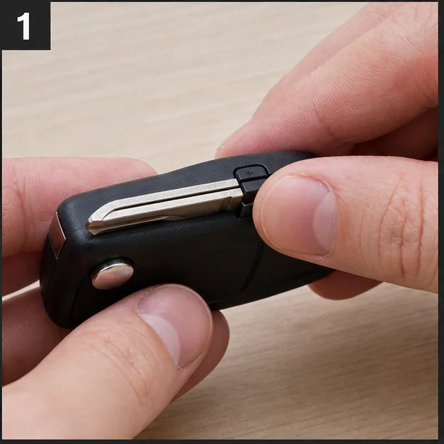 Remove the mechanical key. Representative view · exact vehicle may differ.