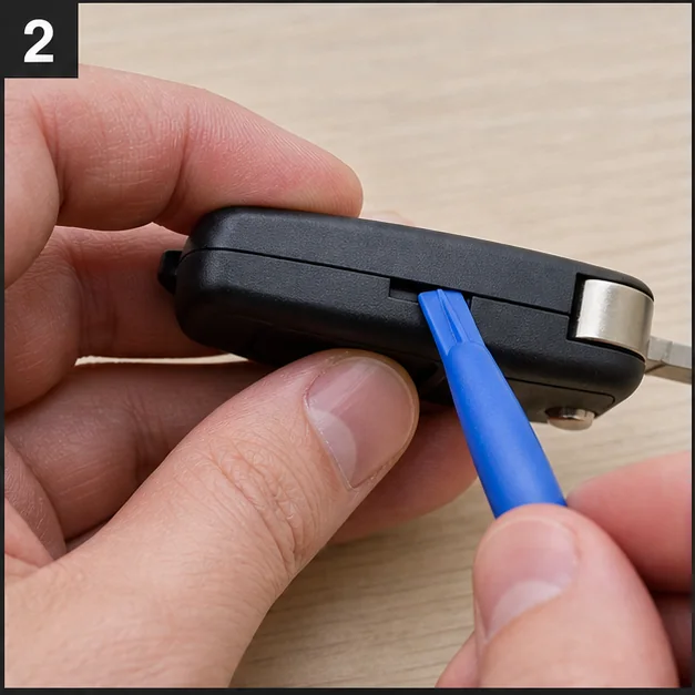 Open at the service notch. Representative view · exact vehicle may differ.