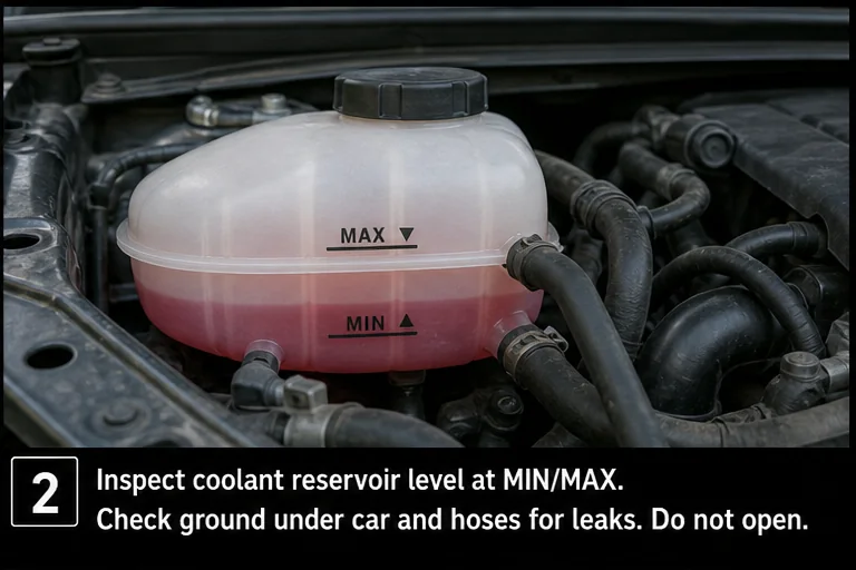Inspect level and leaks. Representative view · exact vehicle may differ.